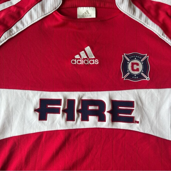Chicago Fire MLS Soccer Jersey Yth L Climacool Adidas Authentic Red White Y2K 06 - Picture 2 of 11